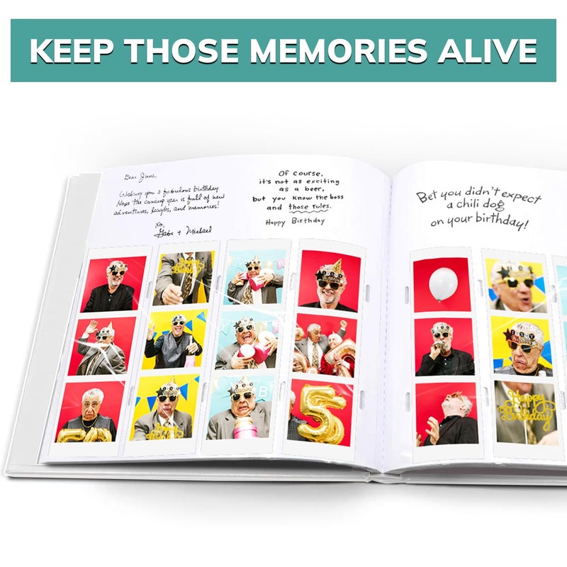 pbf PHOTO BOOTH FRAMES PBF (1 Pack) Photo Booth Album, Guest Book with 2x6 Clear Picture Inserts, White Cover with Plastic Sleeves & White Pages, Scrapbook Album for Photo Strips, Memory Book, Wedding, and Baby Showers - Image 3